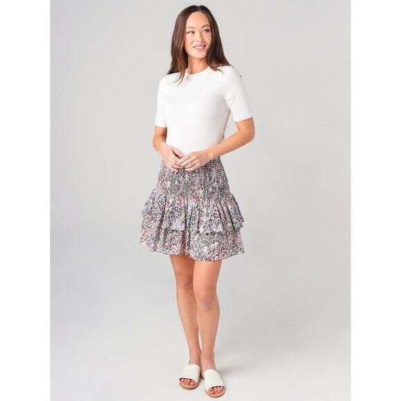 Rebecca Minkoff Frill Floral Print Raffle High Waisted Mini Skirt Size L - Picture 1 of 9
